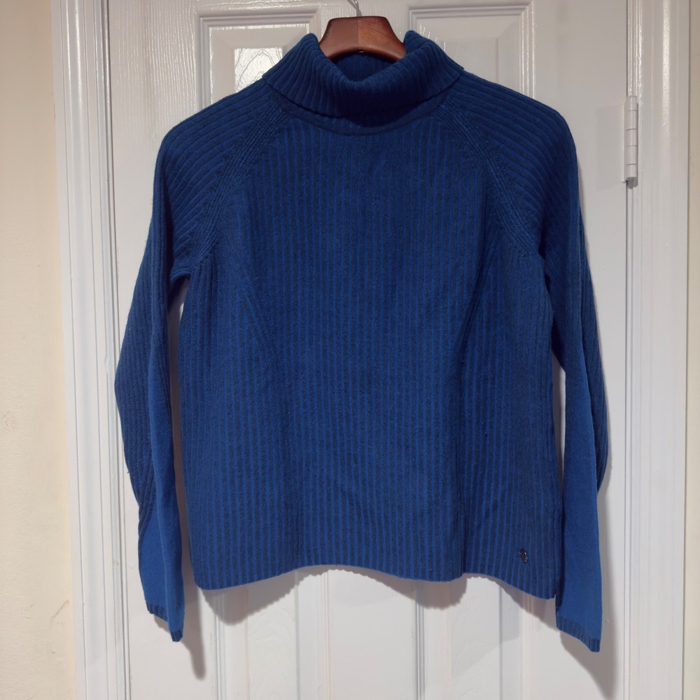Royal Robbins Ribbed Turtleneck‎ Sweater – Blue | Women's Large | Merino Blend